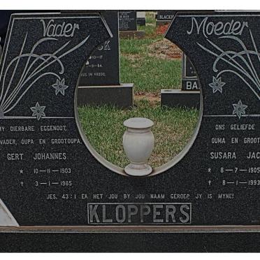 KLOPPERS Gert Johannes 1903-1985 &amp; Susara Jacoba 1905-1993