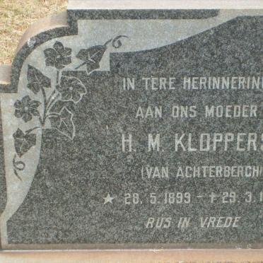 KLOPPERS H.M. nee VAN ACHTERBERGH 1899-1967