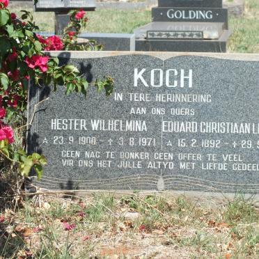 KOCH Eduard Christiaan Le Roux 1892-1981 &amp; Hester Wilhelmina 1900-1971