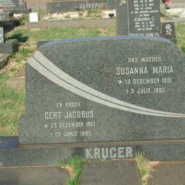 KRUGER Gert Jacobus 1913-1965 &amp; Susanna Maria 1891-1965