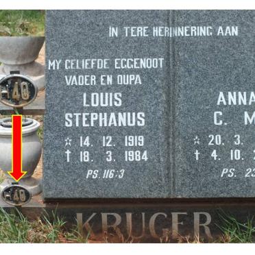 KRUGER Louis Stephanus 1919-1984 &amp; Anna C.M. 1923-2007