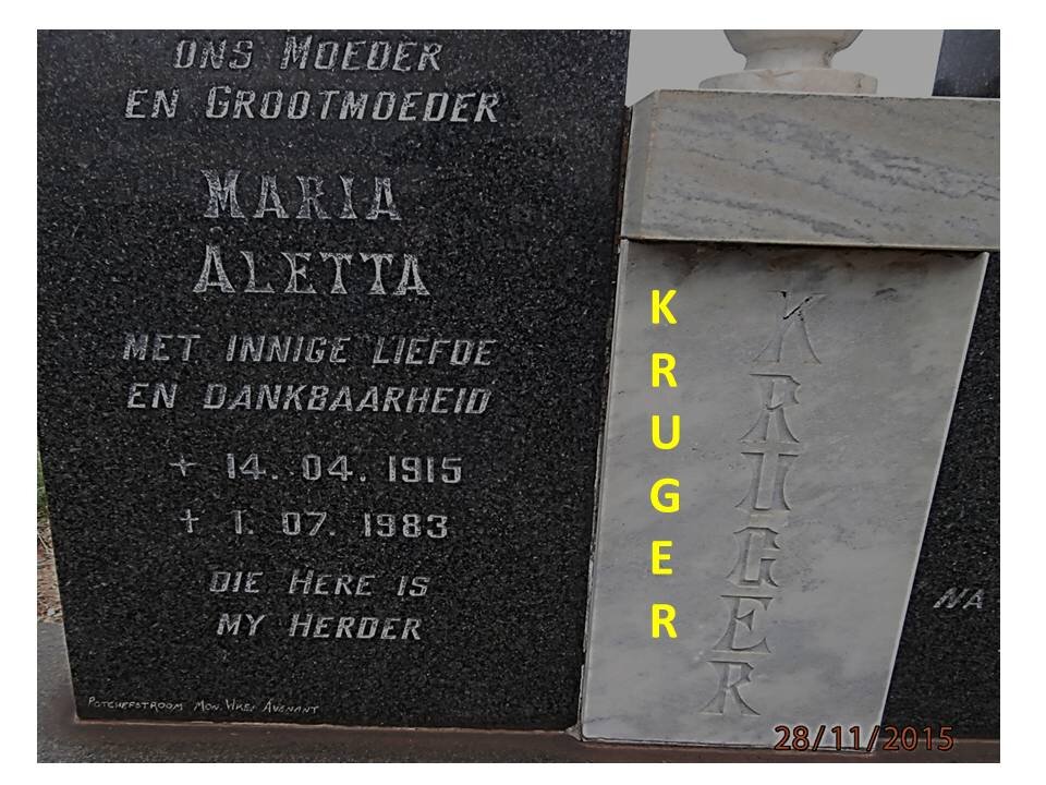 KRUGER Maria Aletta 1915-1983