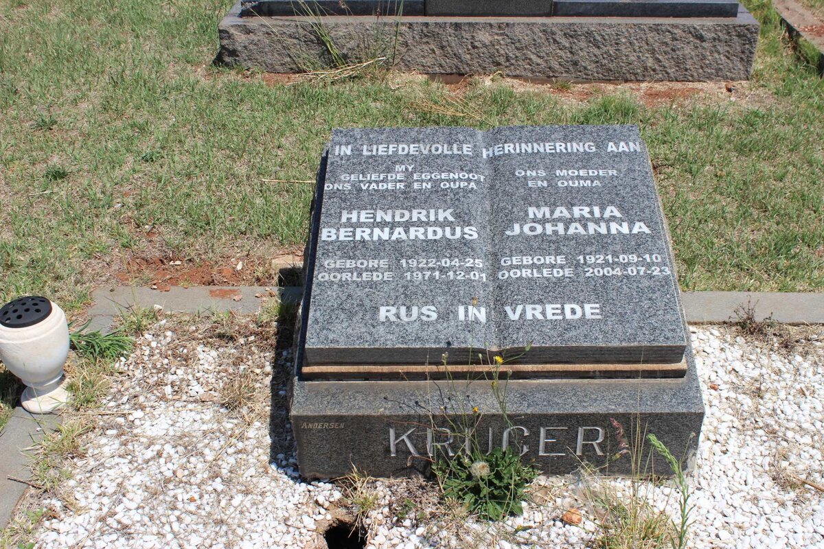 KRUGER Hendrik Bernardus 1922-1971 &amp; Maria Johanna 1921-2004