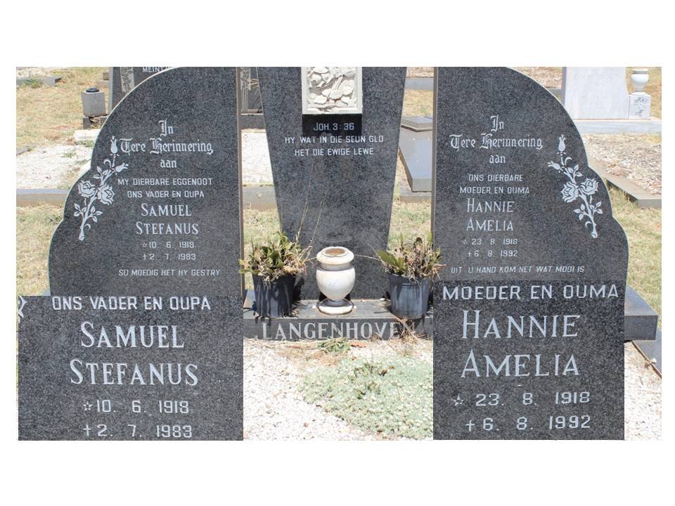 LANGENHOVEN Samuel Stefanus 1918-1983 &amp; Hannie Amelia 1918-1992