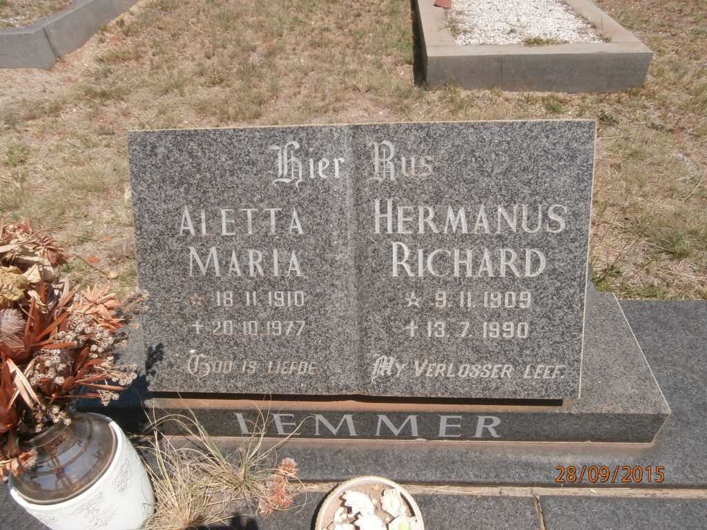 LEMMER Hermanus Richard 1909-1990 &amp; Aletta Maria 1910-1977