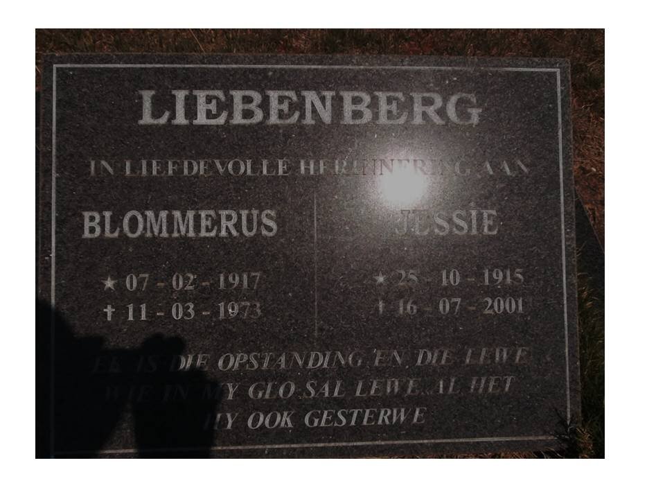 LIEBENBERG Blommerus 1917-1973 &amp; Jessie 1915-2001