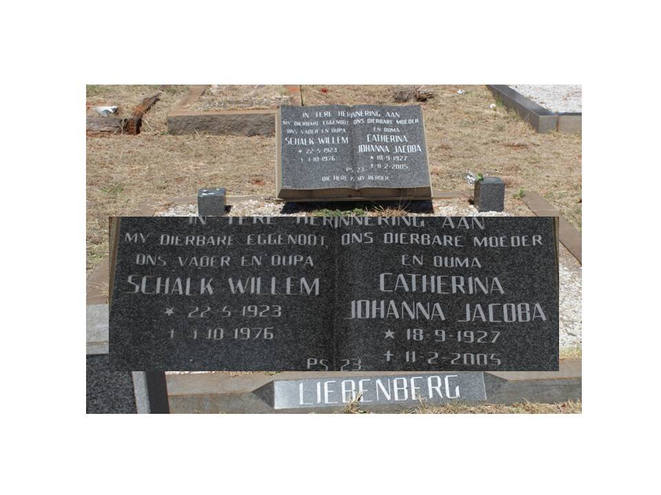LIEBENBERG Schalk Willem 1923-1976 &amp; Catherina Johanna Jacoba 1927-2005