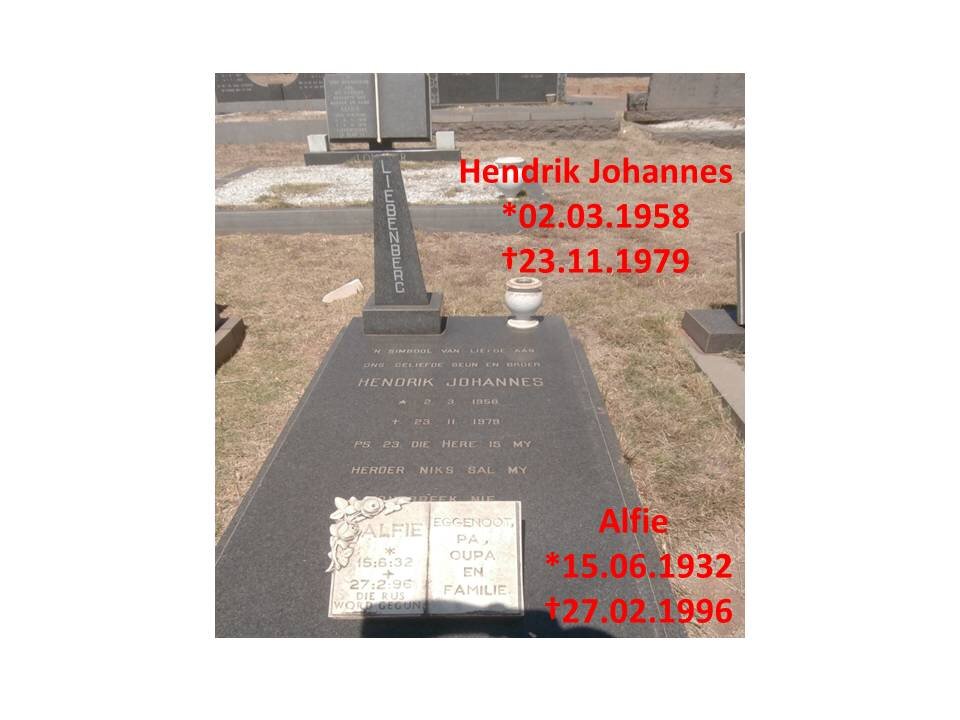 LIEBENBERG Alfie 1932-1996 :: LIEBENBERG Hendrik Johannes 1958-1979