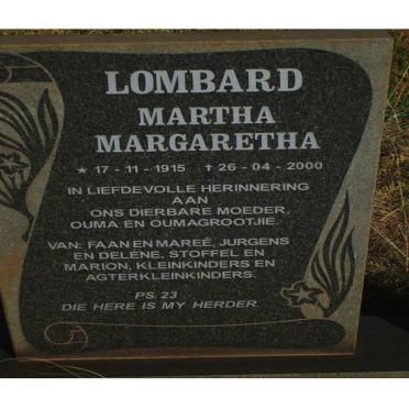 LOMBARD Martha Margaretha 1915-2000