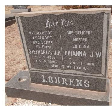 LOURENS Stephanus J.P. 1914-1980 &amp; Johanna J.W. -1984
