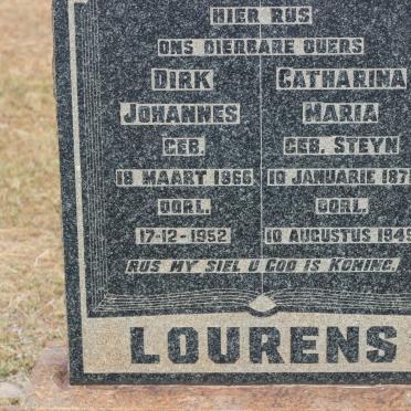 LOURENS Dirk Johannes 1866-1952 &amp; Catharina Maria STEYN 1871-1949