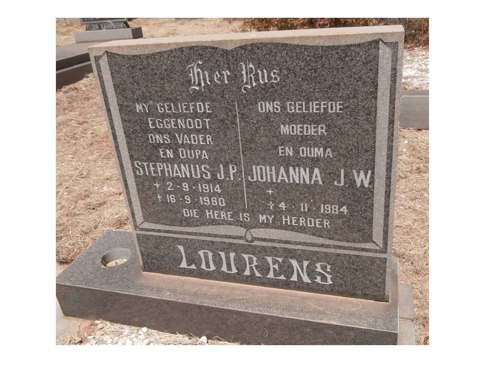 LOURENS Stephanus J.P. 1914-1980 &amp; Johanna J.W. -1984