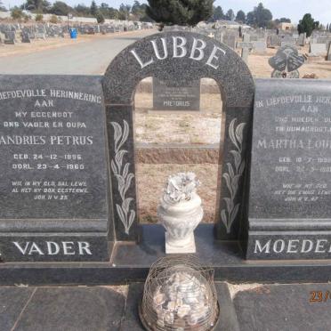 LUBBE Andries Petrus 1896-1960 &amp; Martha Louisa 1899-1988