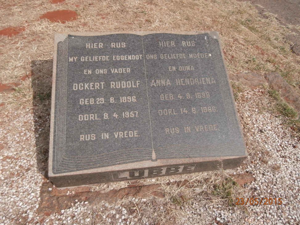 LUBBE Ockert Rudolf 1896-1957 &amp; Anna Hendriena 1898-1986