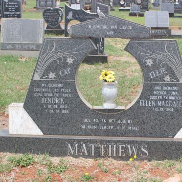 MATTHEWS Hendrik 1943-1988 &amp; Ellen Magdalena 1944-