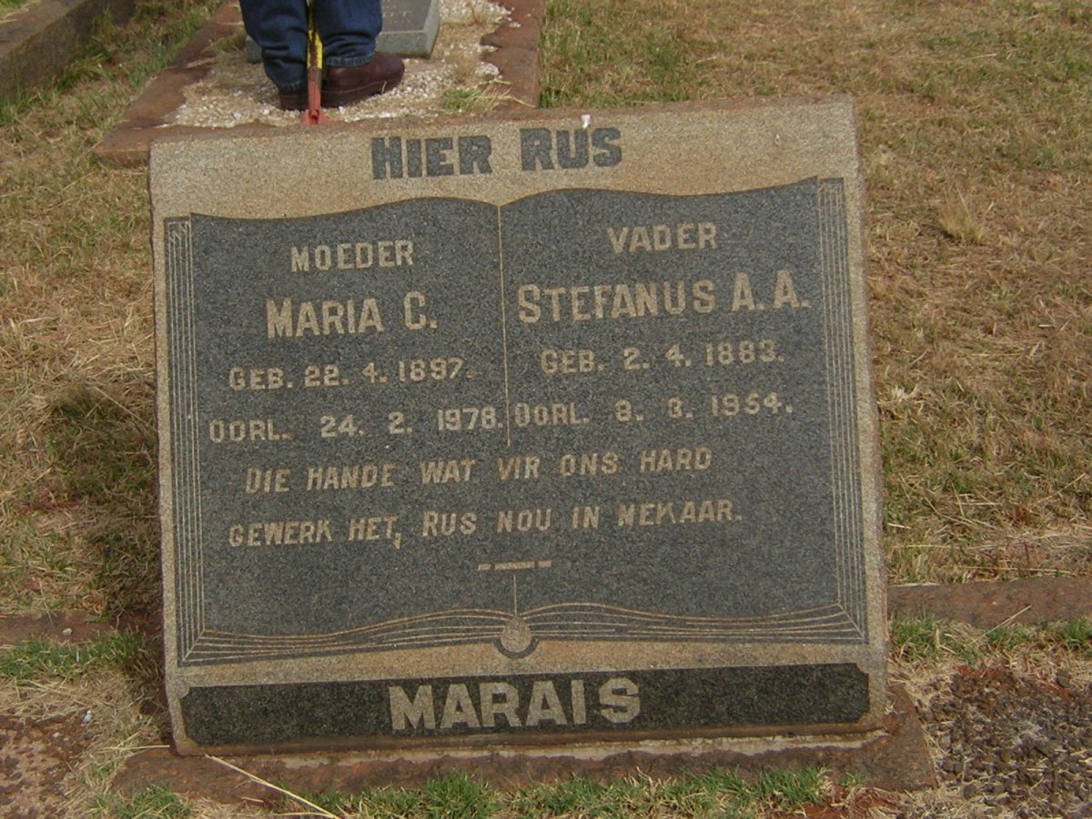 MARAIS Stefanus A.A. 1883-1954 &amp; Maria C. 1897-1978