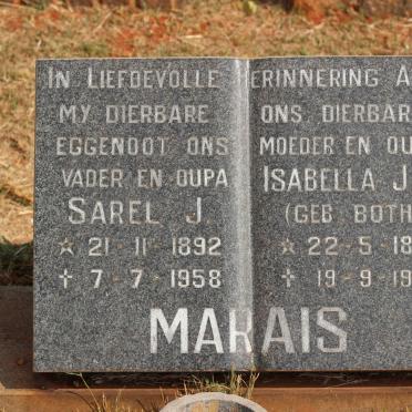 MARAIS Sarel J. 1892-1958 &amp; Isabella J.T. BOTHA 1896-1984