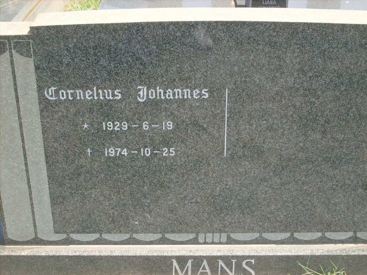 MANS Cornelius Johannes 1929-1974