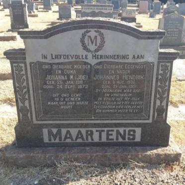 MAARTENS Johannes Hendrik 1906-1951 &amp; Johanna M. 1911-1972