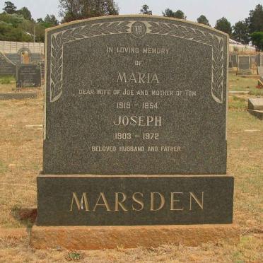 MARSDEN Joseph 1903-1972 &amp; Maria 1919-1954