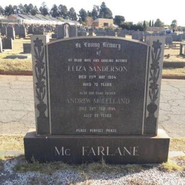 McFARLANE Andrew McLelland -19?4 &amp; Eliza Sanderson -1954