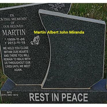 MIRANDA Martin Albert John 1959-2013