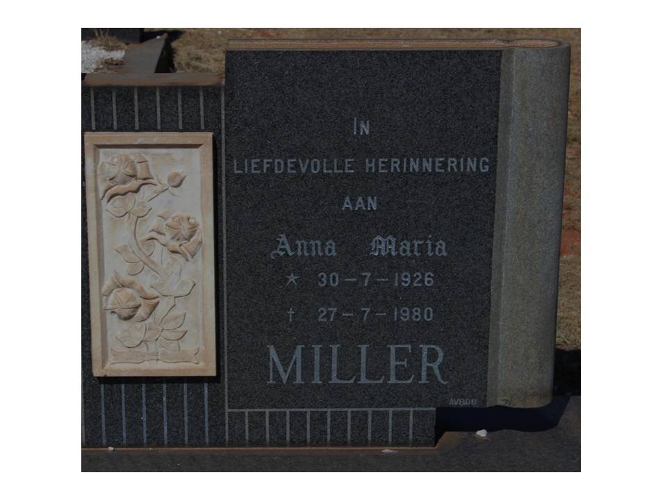 MILLER Anna Maria 1926-1980