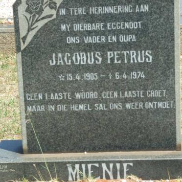MIENIE Jacobus Petrus 1905-1974