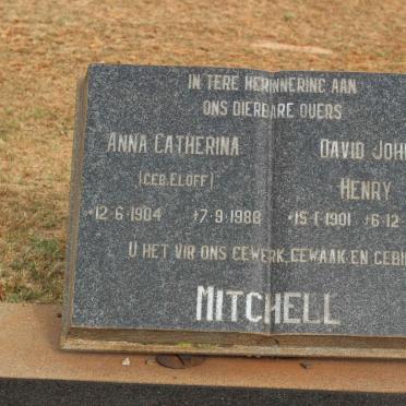 MITCHELL David John Henry 1901-1969 &amp; Anna Catherina ELOFF 1904-1988