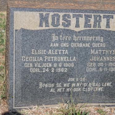 MOSTERT Matthys Johannes 1905-1968 &amp; Elsie Aletta Cecilia Petronella VILJOEN 1908-1962