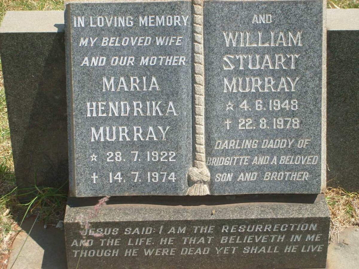 MURRAY Maria Hendrika 1922-1974 :: MURRAY William Stuart 1948-1978