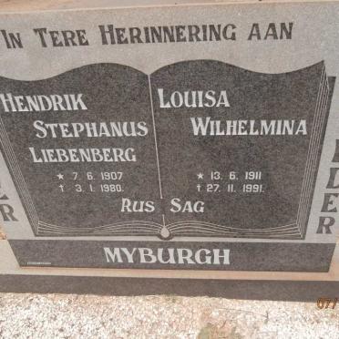 MYBURGH Hendrik Stephanus Liebenberg 1907-1980 &amp; Louisa Wilhelmina 1911-1991