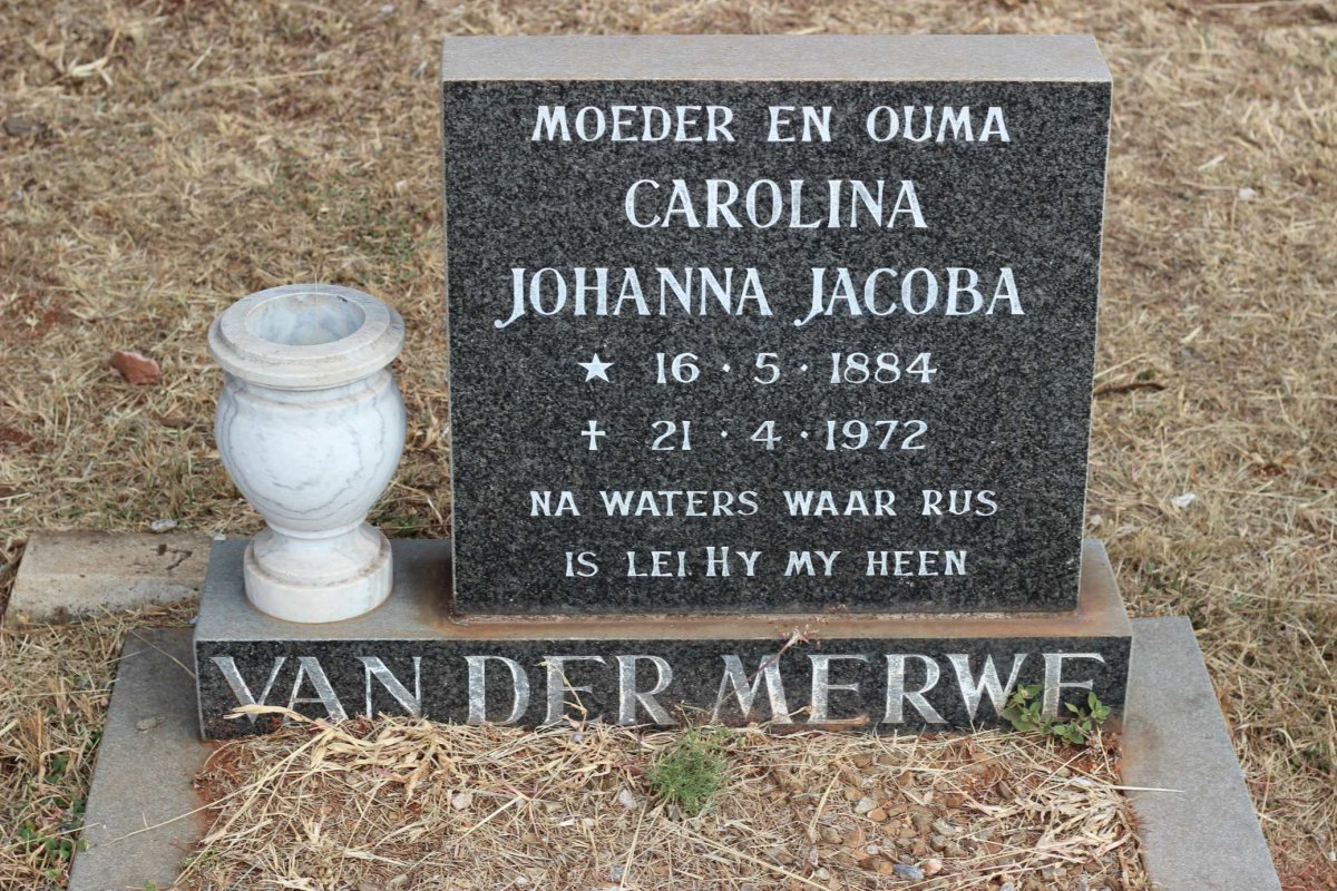 MERWE Carolina Johanna Jacoba, van der 1884-1972