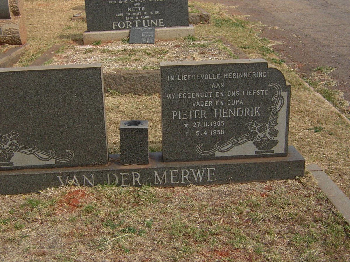 MERWE Pieter Hendrik, van der 1905-1958