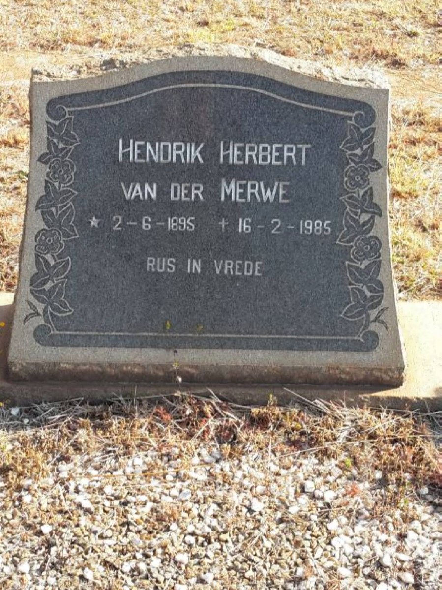 MERWE Hendrik Herbert, van der 1895-1985