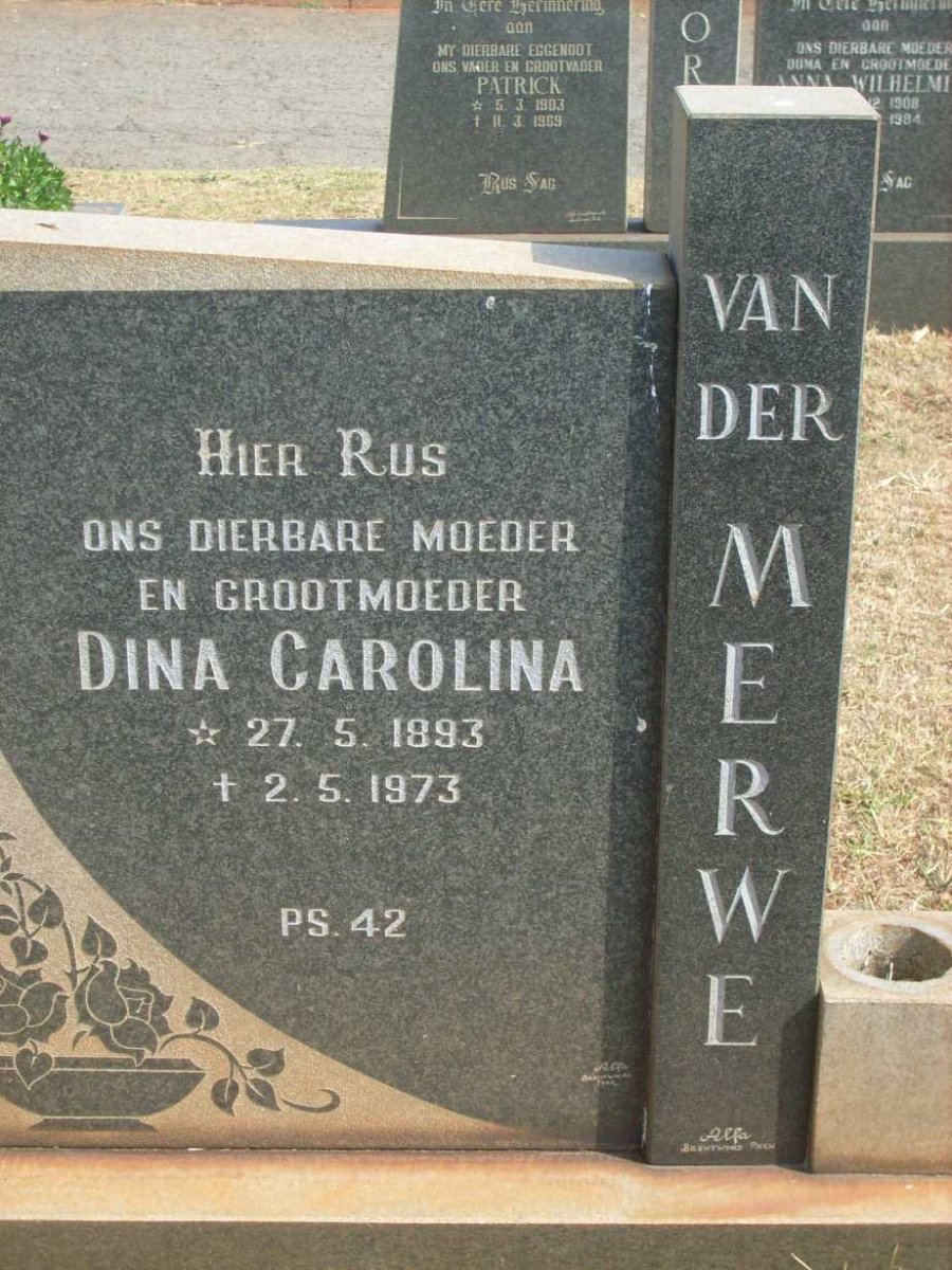 MERWE Dina Carolina, van der 1893-1973