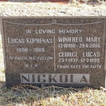 NICKOLA Lucas Kophenas 1906-1969 &amp; Winifred Mary 1911-2005 :: NICKOLA George Lucas 1937-1999