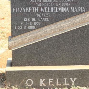 O'KELLY Elizabeth Welhelmina Maria nee DE LANGE 1936-1980