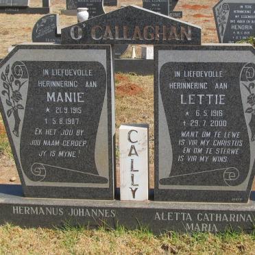 O'CALLAGHAN Hermanus Johannes 1915-1987 &amp; Aletta Catharina Maria 1916-2000