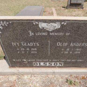 OLSSON Olaf Anders 1910-1978 &amp; Ivy Gladys 1918-1975