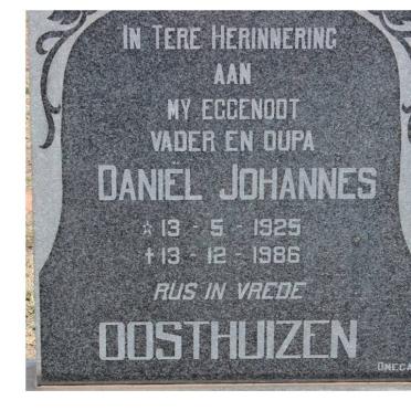 OOSTHUIZEN Daniël Johannes 1925-1986