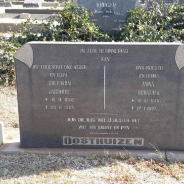 OOSTHUIZEN Solomon Jacobus 1892-1969 &amp; Anna Dorathea 1905-1971