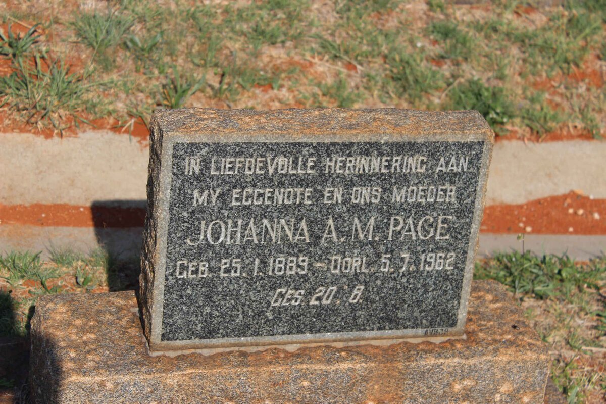 PAGE Johanna A.M. 1889-1962