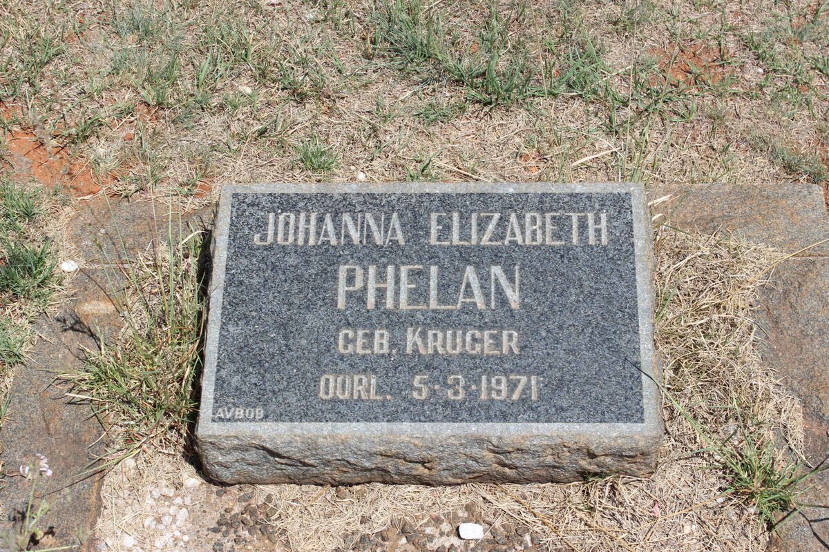 PHELAN Johanna Elizabeth nee KRUGER -1971