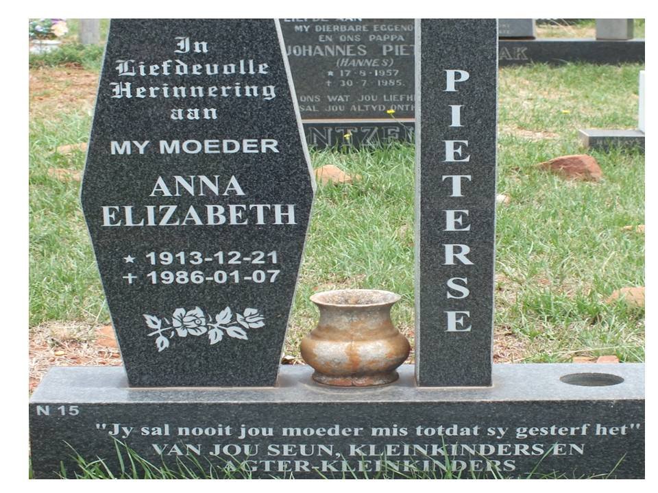 PIETERSE Anna Elizabeth 1913-1986