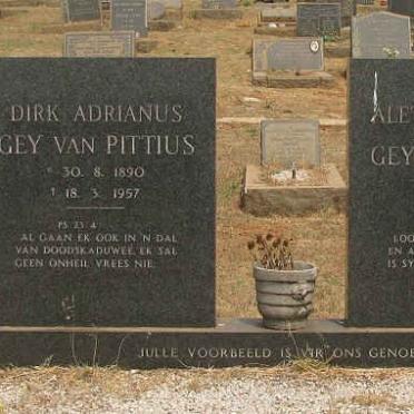 PITTIUS Dirk Adrianus, Gey van 1890-1957 &amp; Aletta Johanna ERASMUS 1895-1957