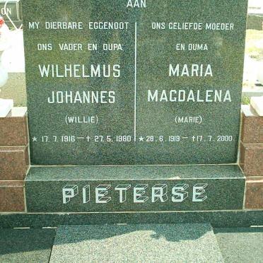 PIETERSE Wilhelmus Johannes 1916-1980 &amp; Maria Magdalena 1919-2000