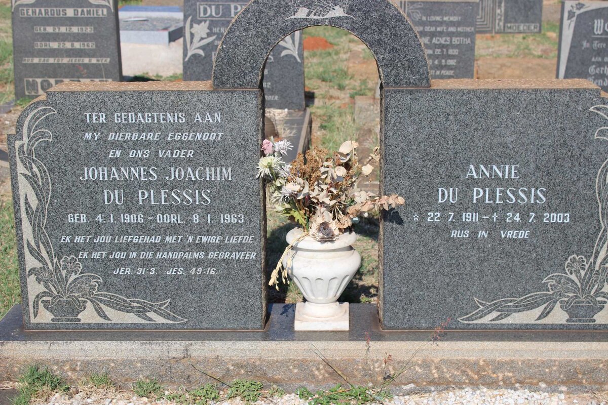 PLESSIS Johannes Joachim, du 1906-1963 &amp; Annie 1911-2003