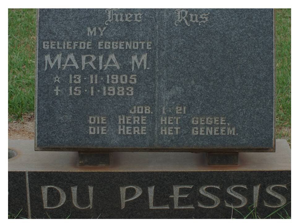 PLESSIS Maria M., du 1905-1983