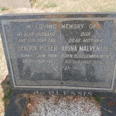 PLESSIS Hendrik Pieter, du 1908-1967 &amp; Arona Malveneia 1909-1992